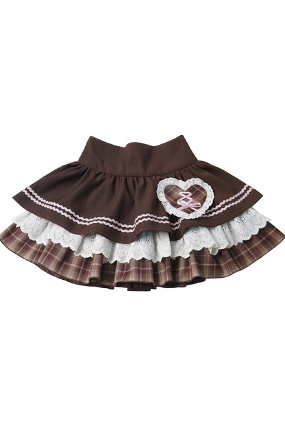 Heart Lace Shirt And Cake Skirt Set-Up