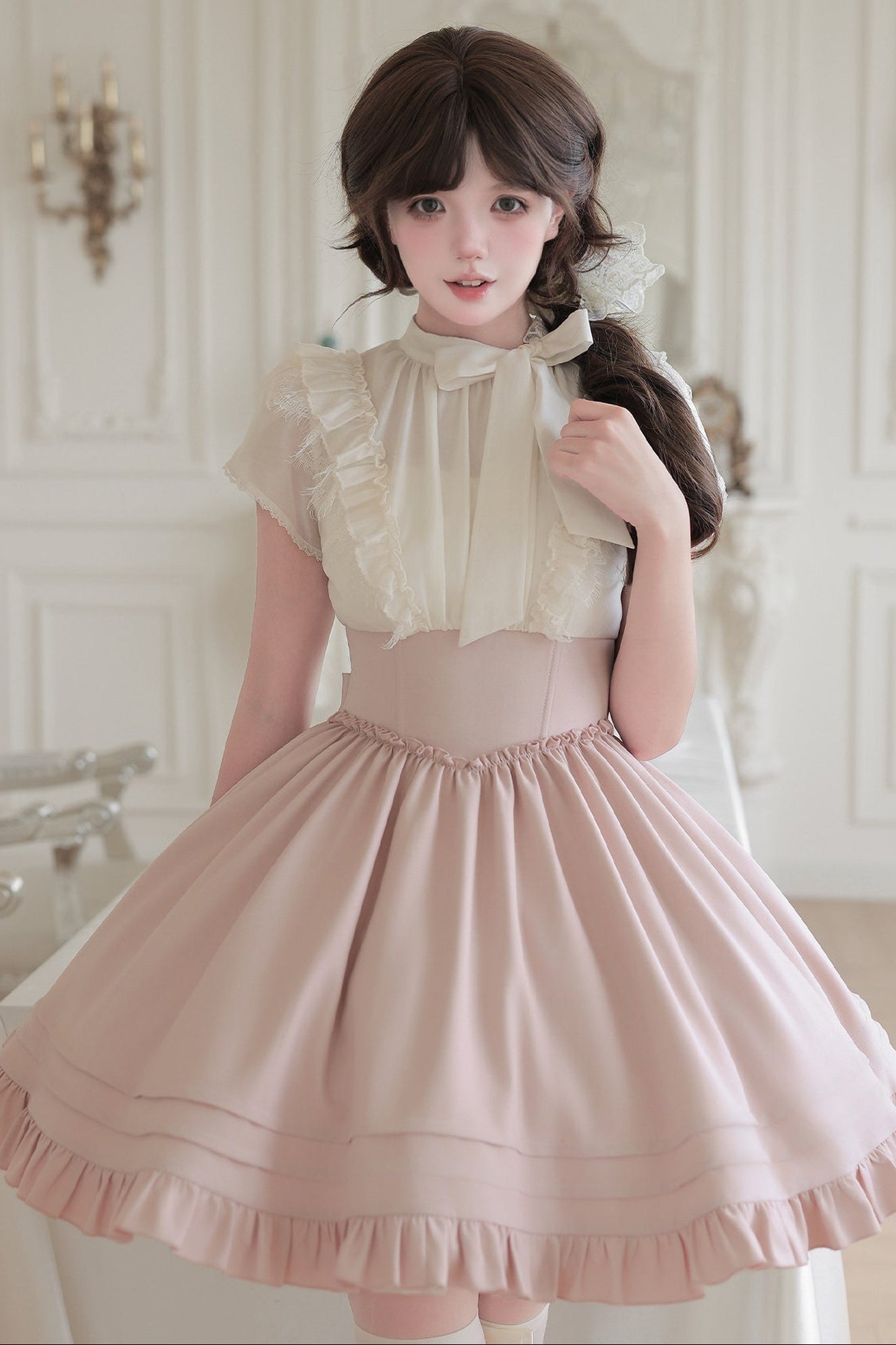 Blush Corset Ruffle Dress
