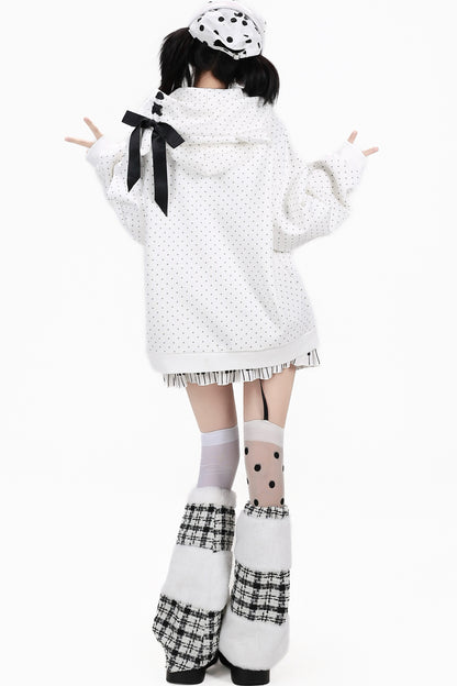 3D-Katzenohren-Kapuzenjacke mit Polka-Dots