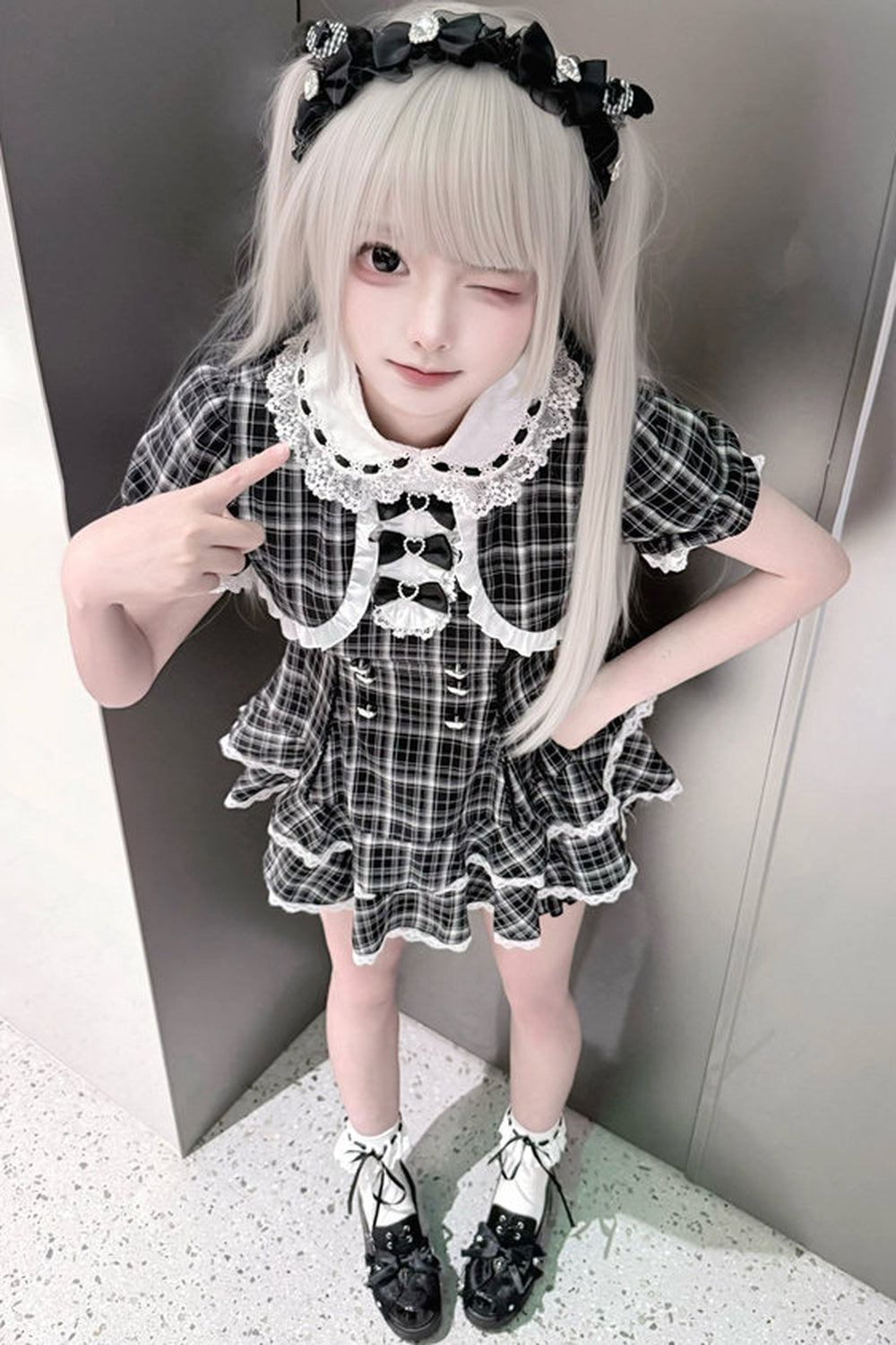 Checked Doll Jirai Kei Dress + Shorts