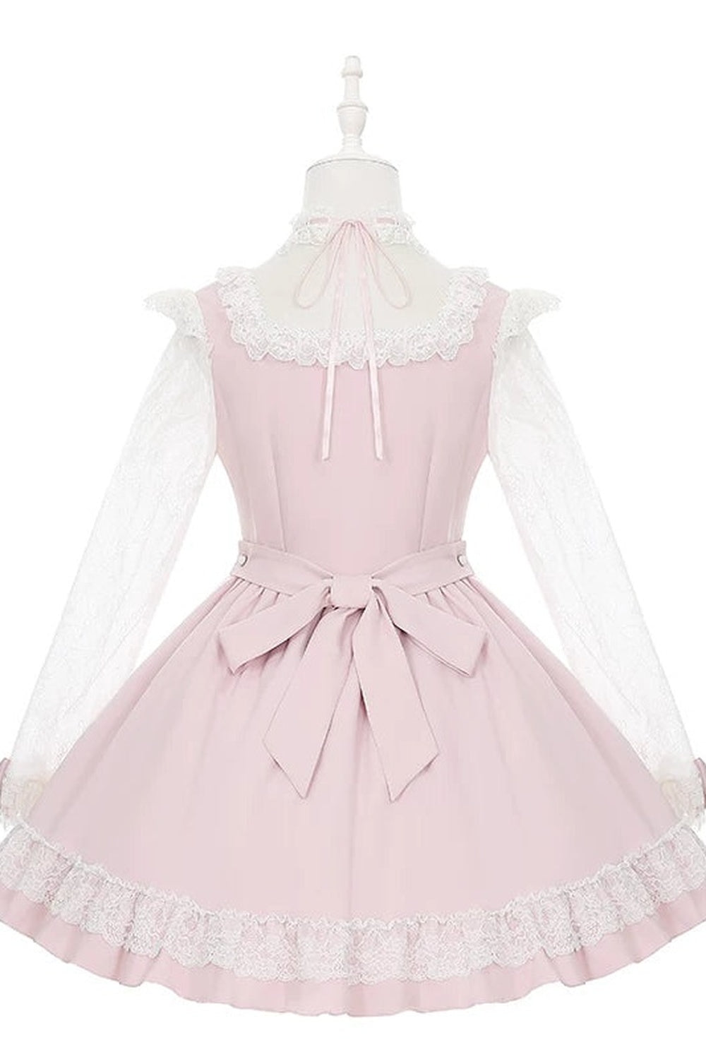 Lace Bow Dress With Hairband+Neck Ring