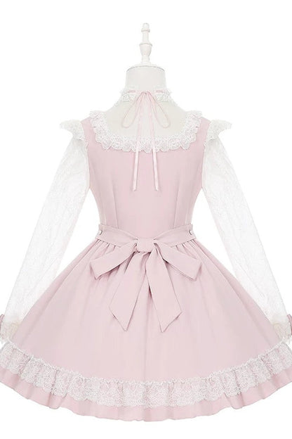 Lace Bow Dress With Hairband+Neck Ring