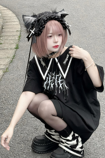 Teufelsgeist-Matrosenkragen-T-Shirt