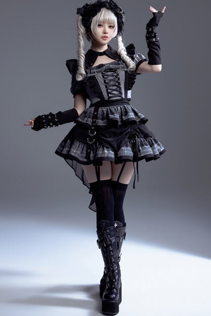 ミッドナイト小悪魔チェックアイドルロリータドレス