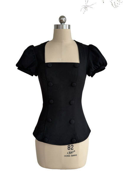 Soft Gothic Ruffle Puff-Sleeve Blazer Set-Up