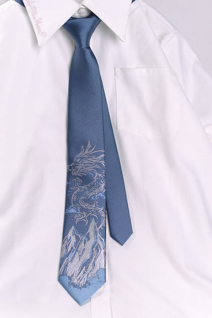 Snow Mountain Dragon Jacquard Tie