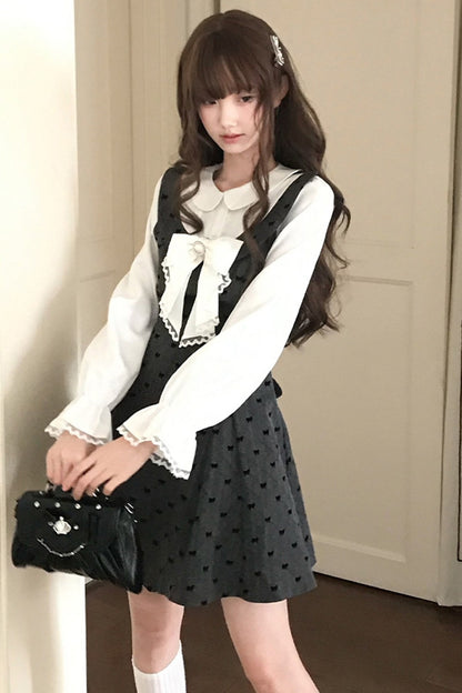 Long-Sleeve Lace Layered-Look Dress