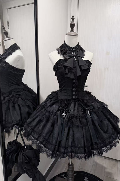 Silver Moon Thorn Halter Gothic Lolita Set