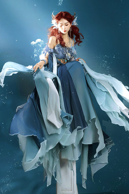 Exotic Mermaid Princess Hanfu Skirt and Camisole Set-Up