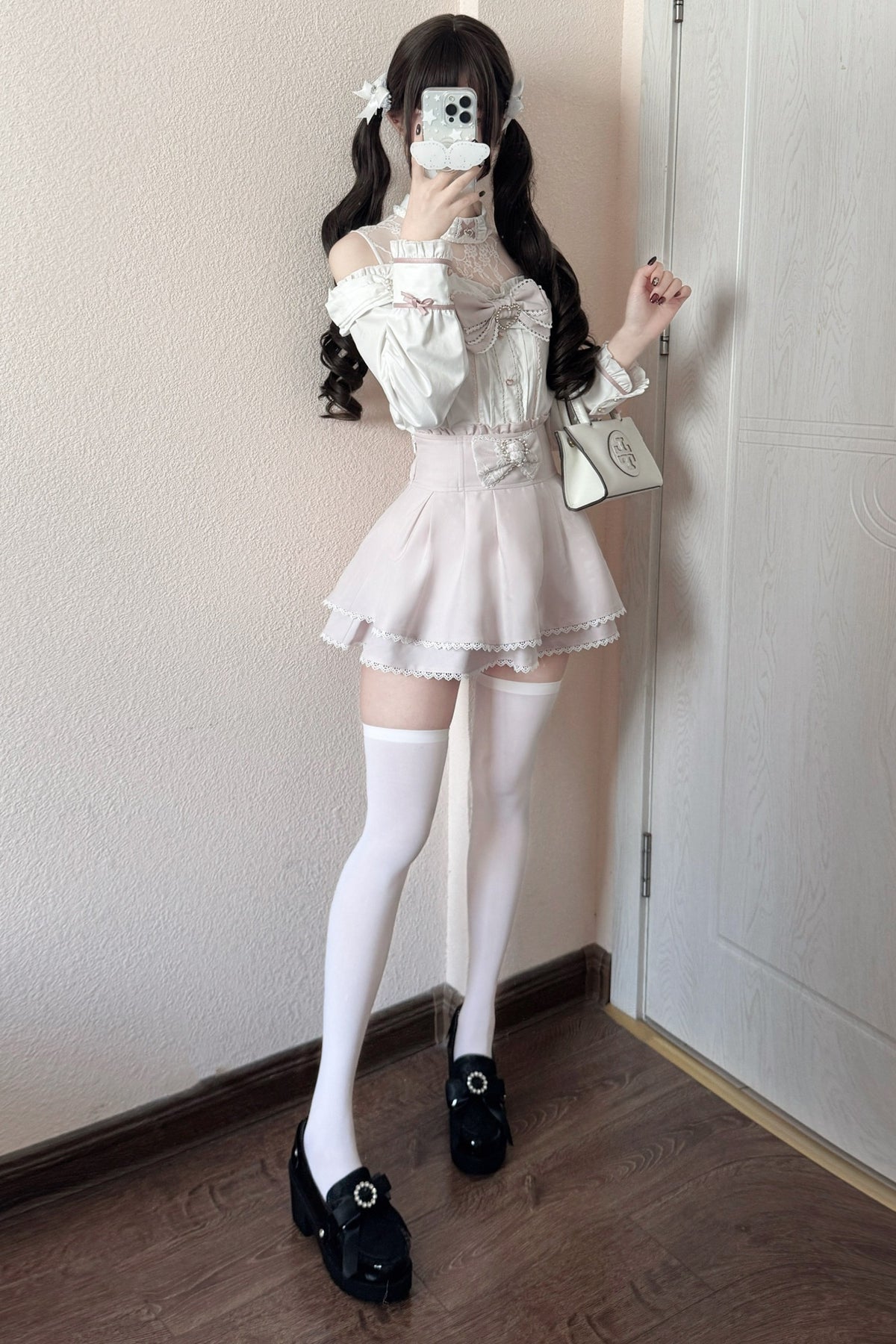 Japanese Lace Tencel Shirt And Skirt Set