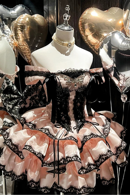 [Pre-order Item] Romantic Lace Mini Lolita Dress + Ribbon Train