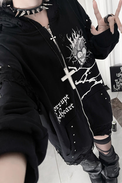 Veste ample à capuche avec oreilles de chat