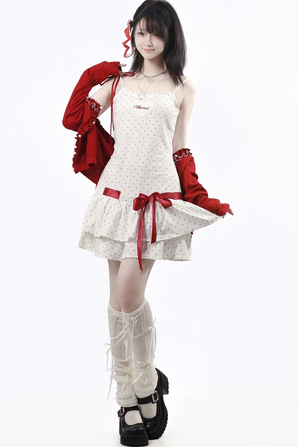 Sugar Berry Dot Knit Dress + Cardigan