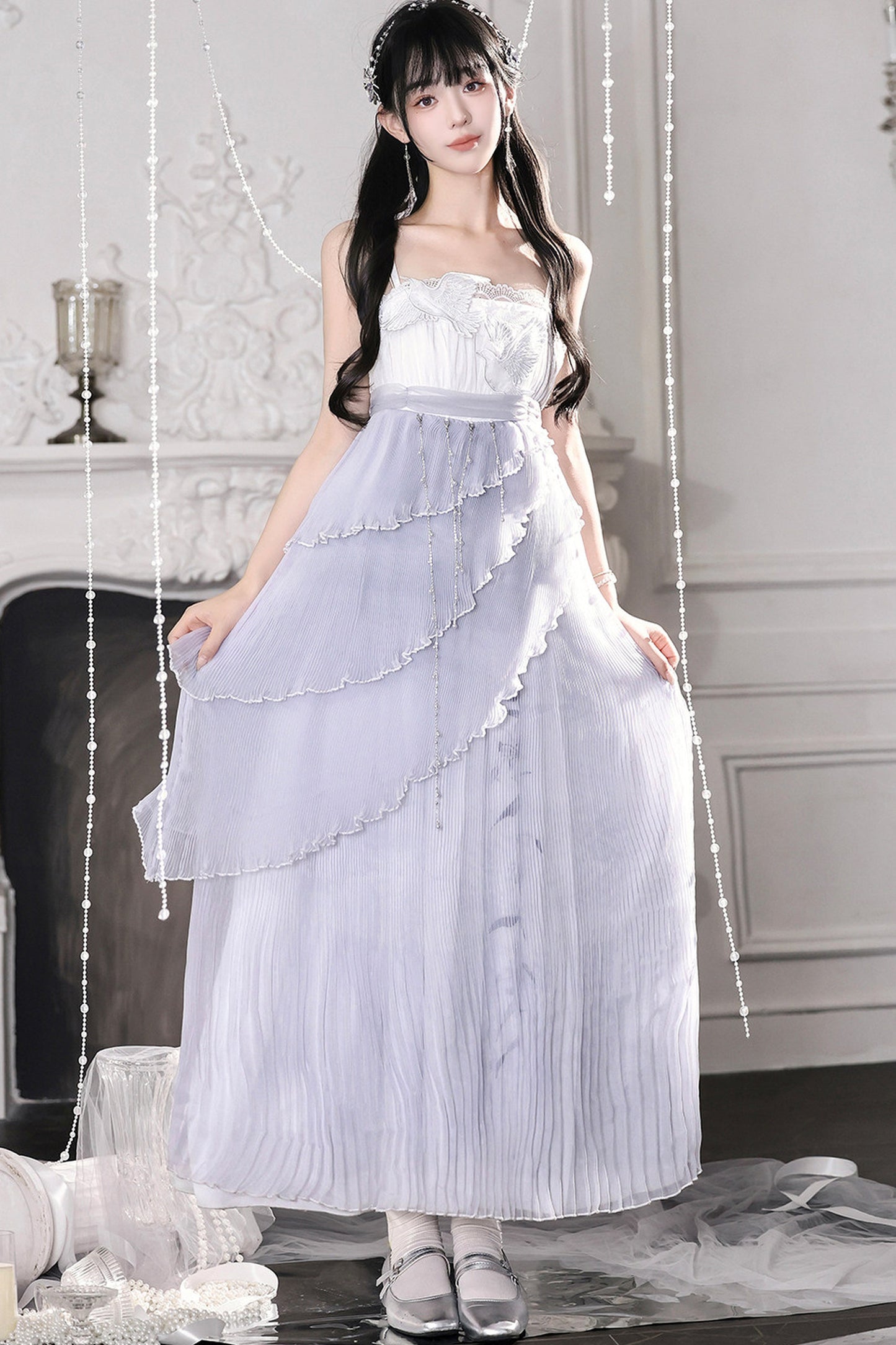 Kleid-Set im griechischen Stil mit Empire-Taille und Cape