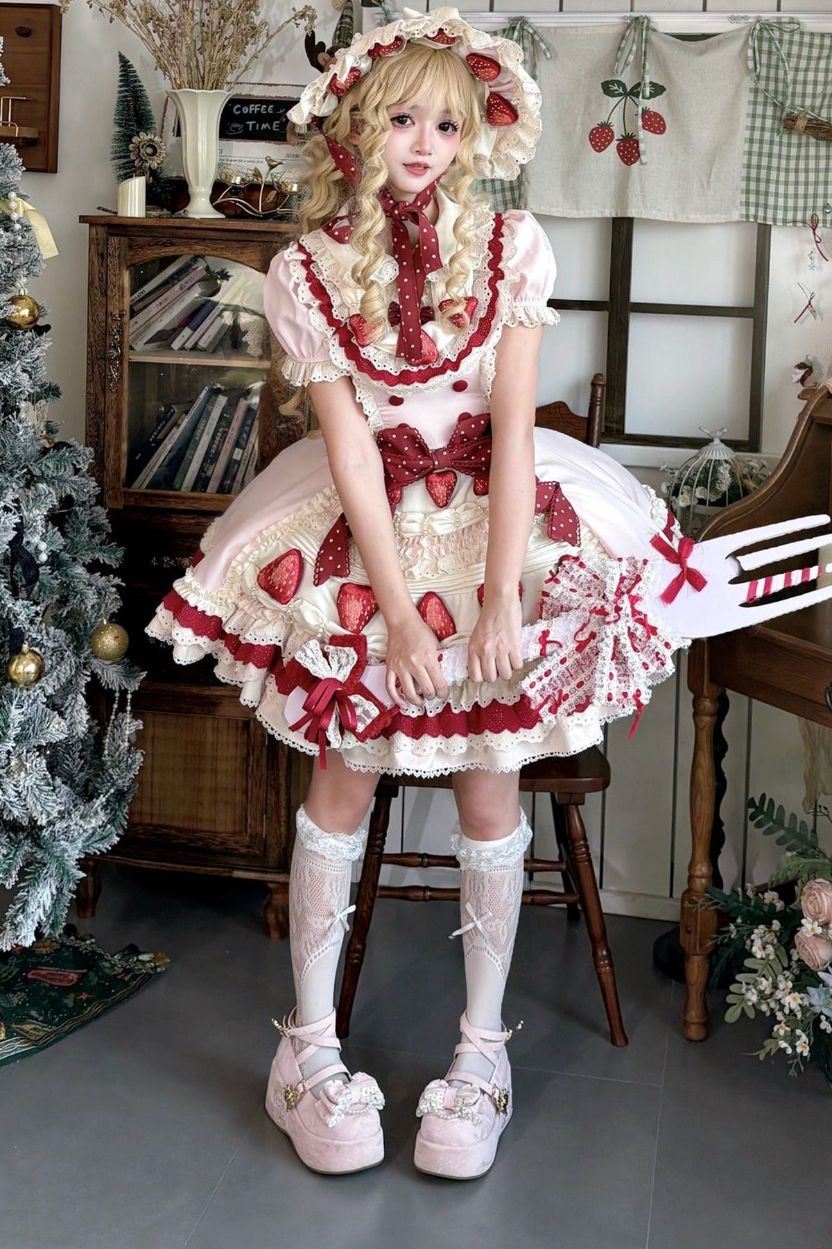 Robe lolita coupe ample gâteau aux fraises