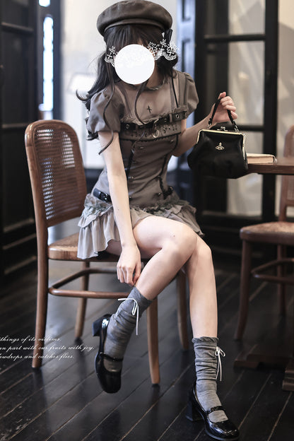 Gray Moon Gothic Belted Dress