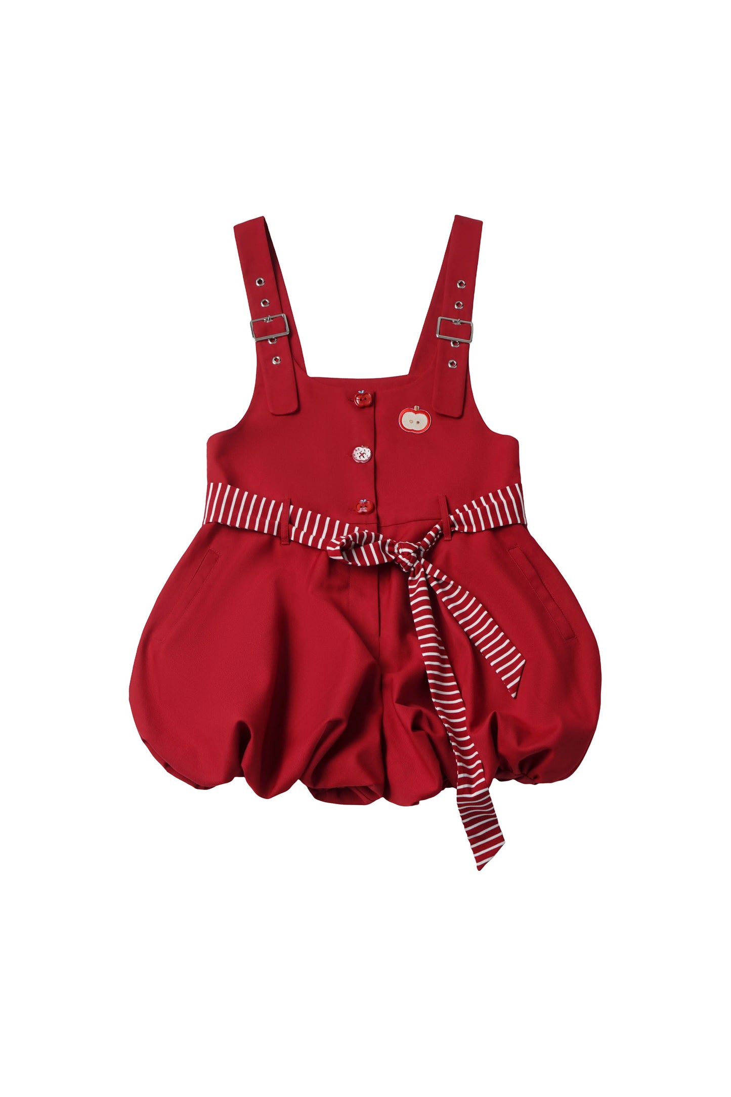 Apple Ribbon Balloon Pinafore Dress Set