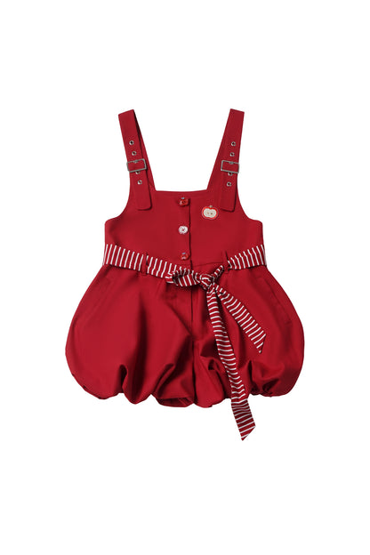 Apple Ribbon Balloon Pinafore Dress Set