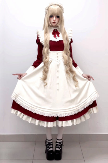 Robe tablier de soubrette à col montant