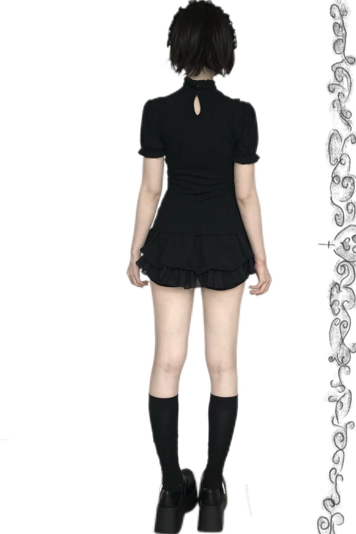 Gothic Floral Mesh Skirt Set-Up