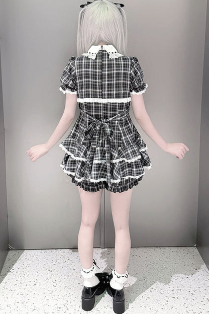 Checked Doll Jirai Kei Dress + Shorts