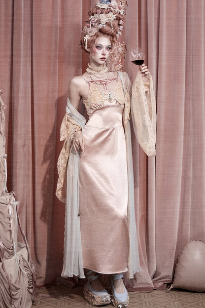Pink Bow Satin Slip Dress