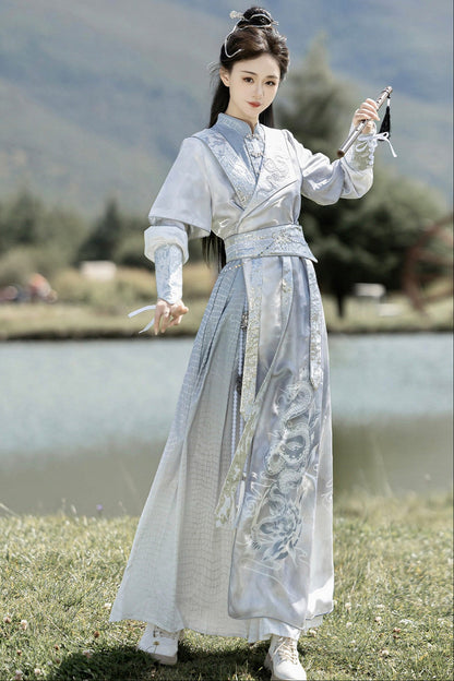 Silver Snake Improved Hanfu Dress and Jacket Set-Up