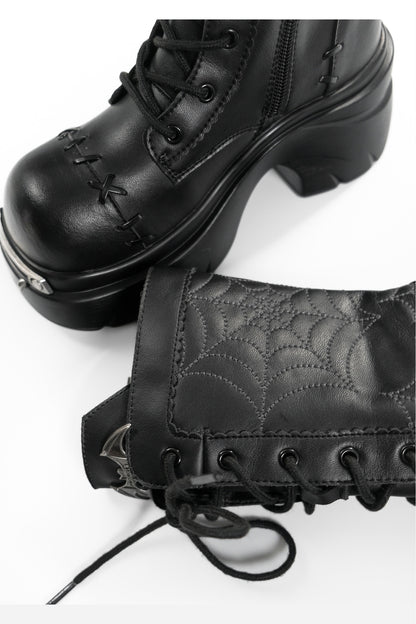 Spider Web Bat Nameplate Platform Boots