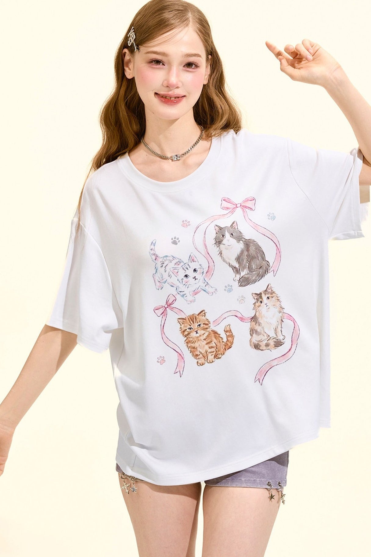 Süßes Katzen-Oversize-T-Shirt