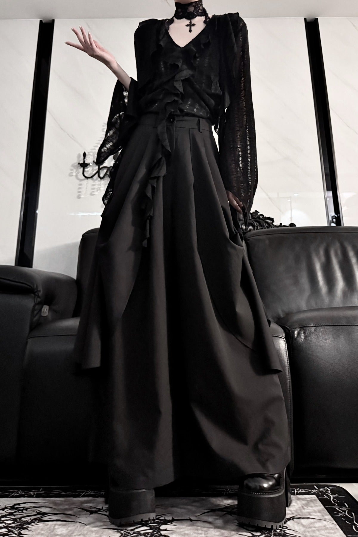High-Waisted Wide-Leg Skirt Set