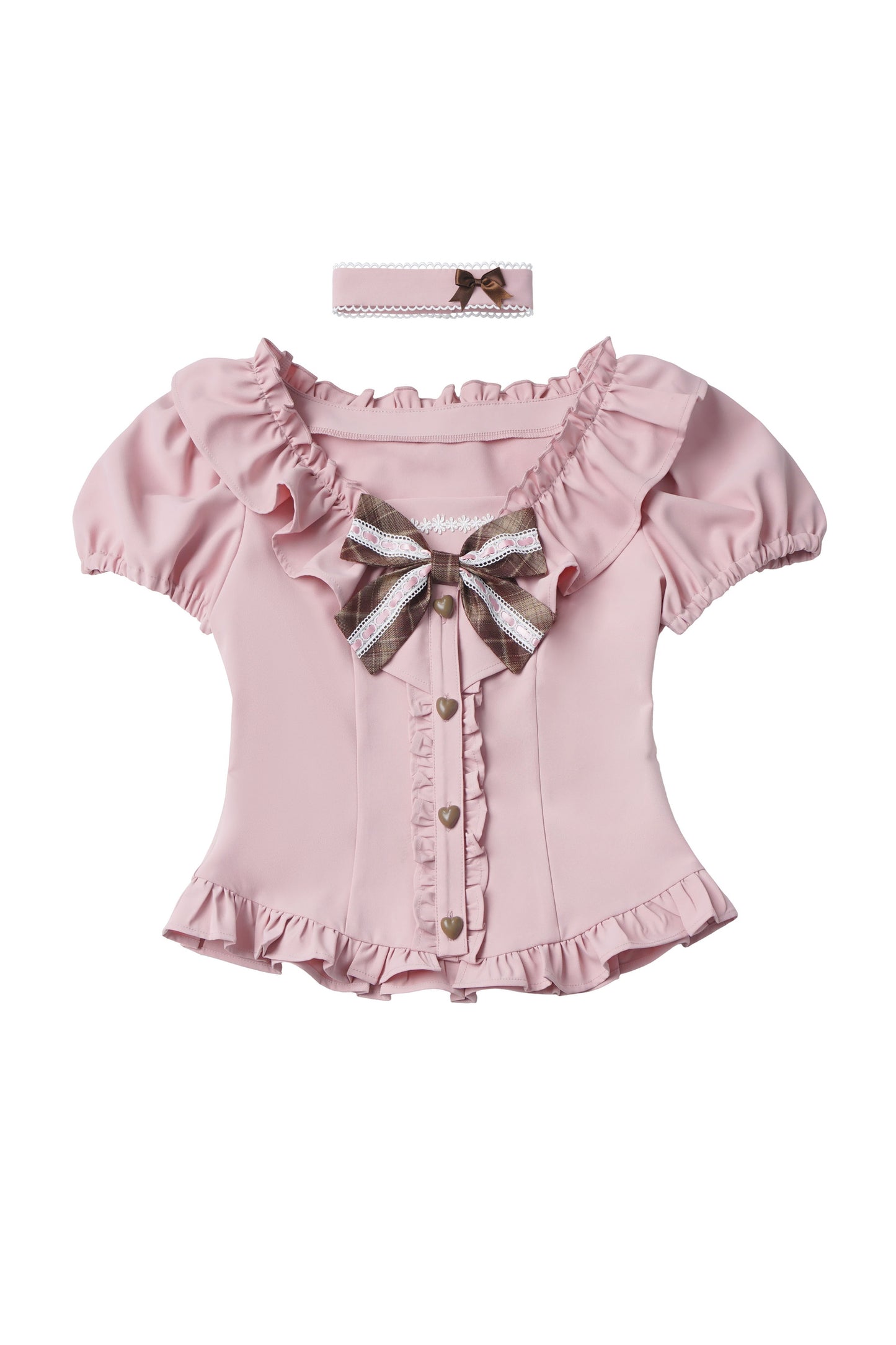 Heart Lace Shirt And Cake Skirt Set-Up