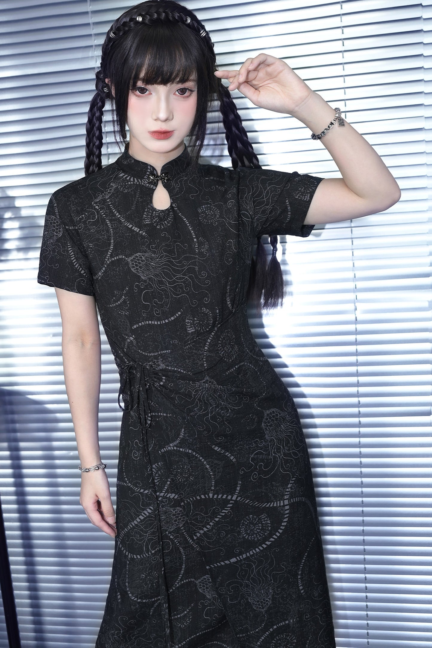 Deep Sea Print Qipao Dress