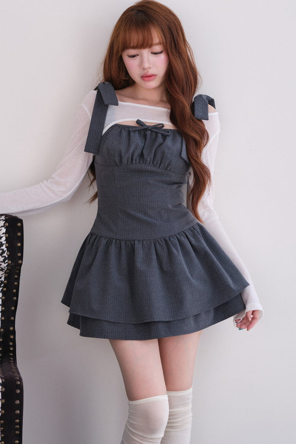 [Pre-Order] Striped Dress with Cardigan