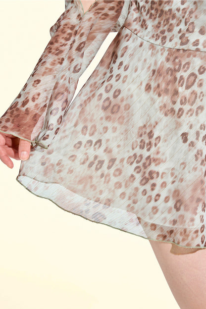 Chiffonkleid mit Leopardenmuster