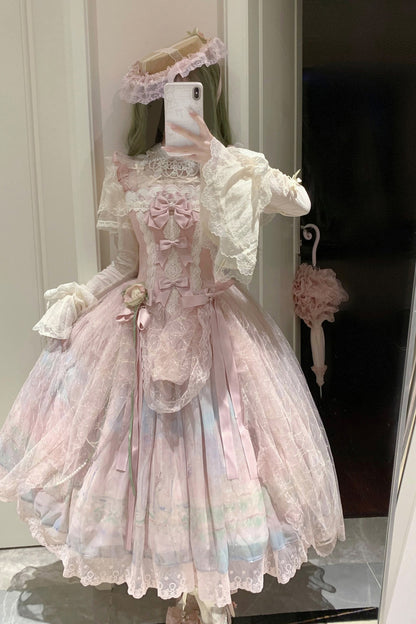 Ölgemälde-Lolita-JSK-Set mit hoher Taille