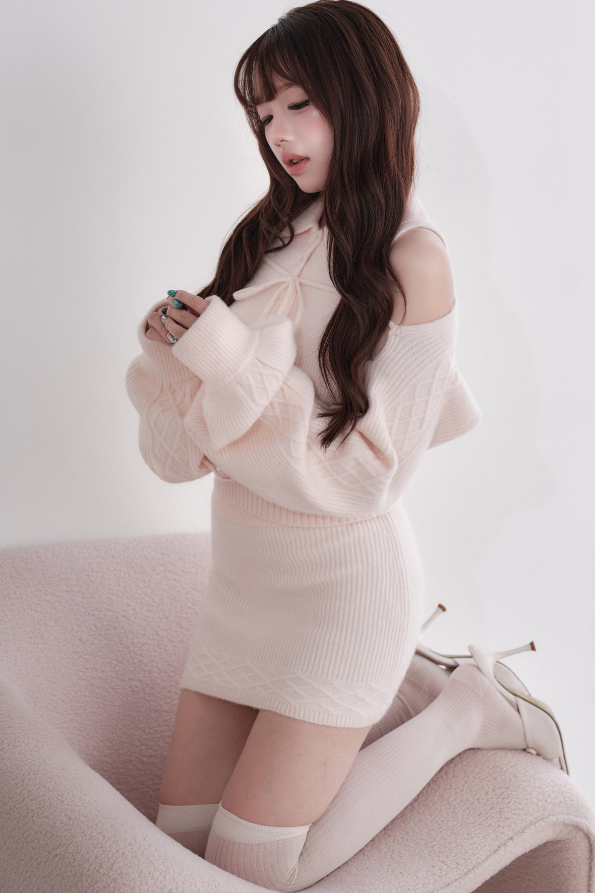 Ribbed Knit Top and Mini Skirt Set