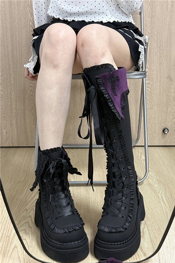 Gothic Cross Platform Boots