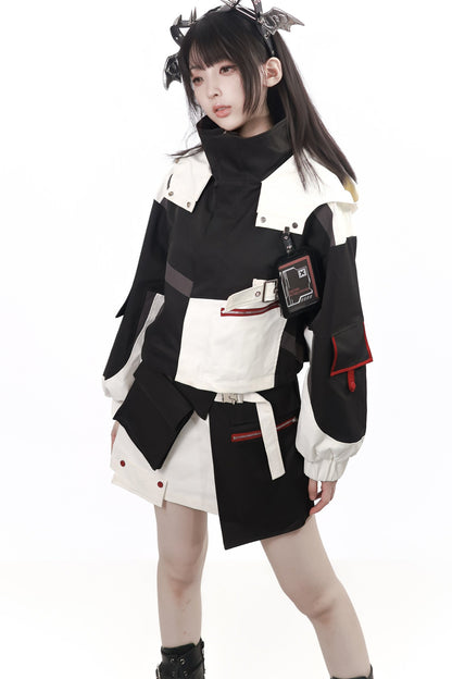 Galaxy Leap Color-Block Functional Jacket With Skirt Badge and Pants Set-Up