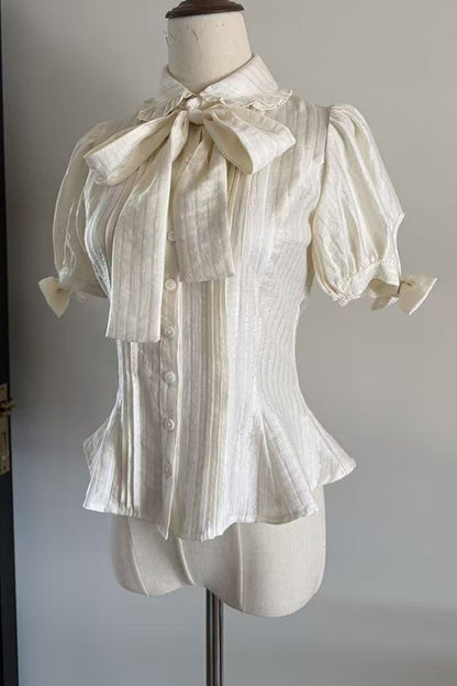 Bow Short Sleeve Blouse