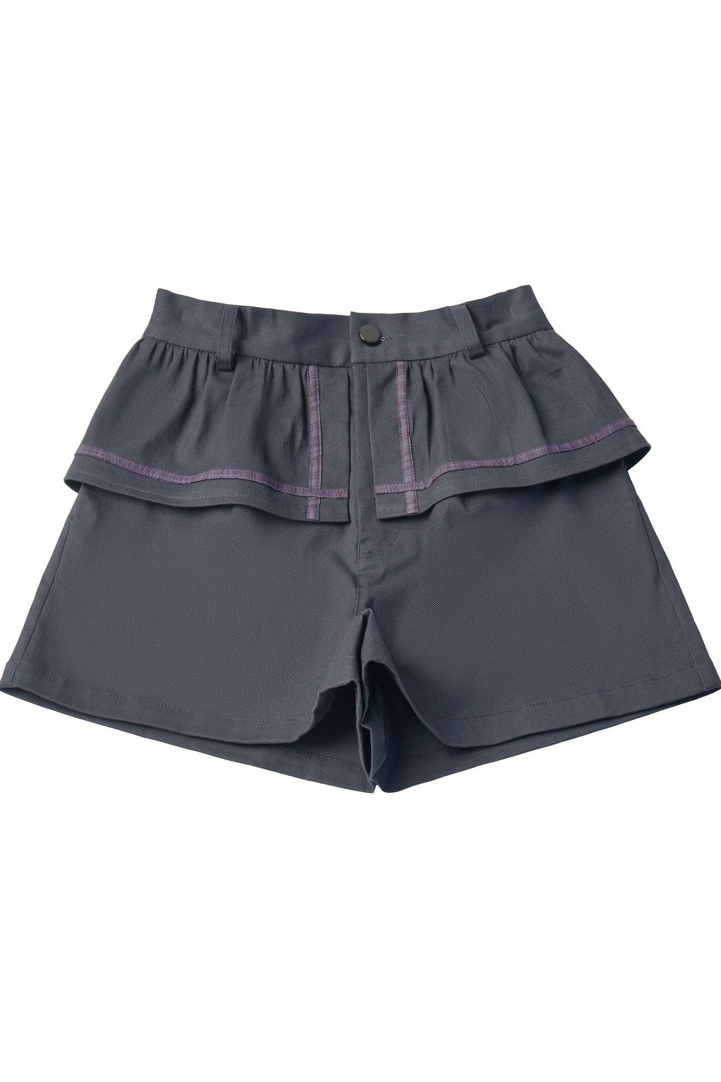Gray-Purple T-Shirt With Skirt and Pants Set-Up