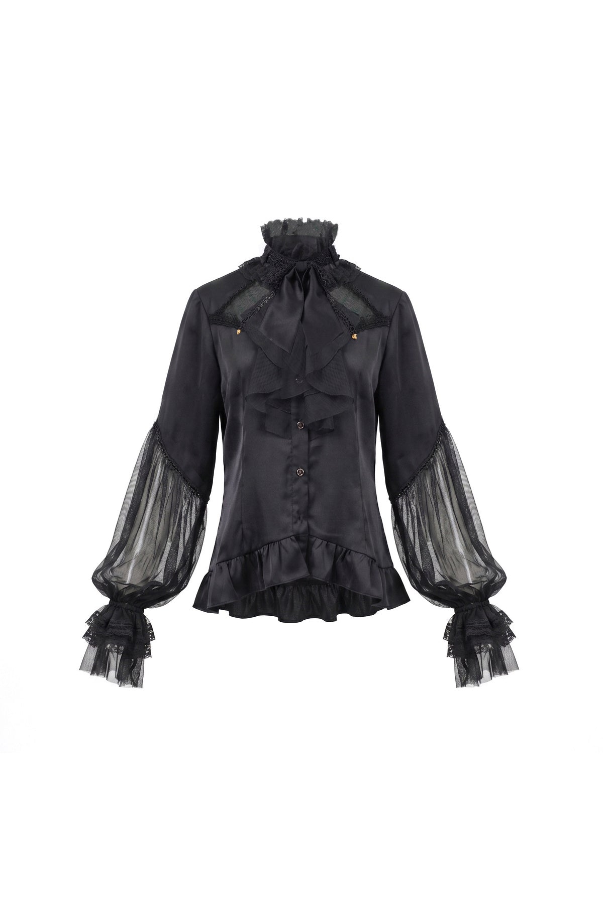 Chemise gothique à manches longues avec dentelle et volants