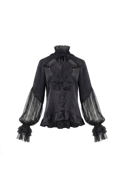 Chemise gothique à manches longues avec dentelle et volants