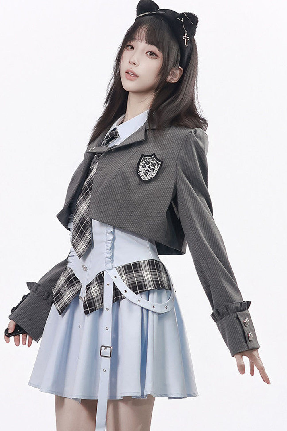 Striped Blazer Shirt Dress Set-Up