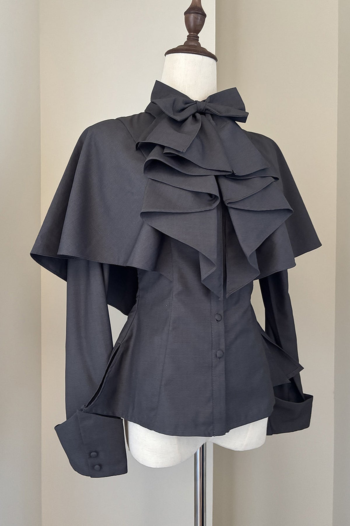 Gothic Long-Sleeved Shawl Shirt