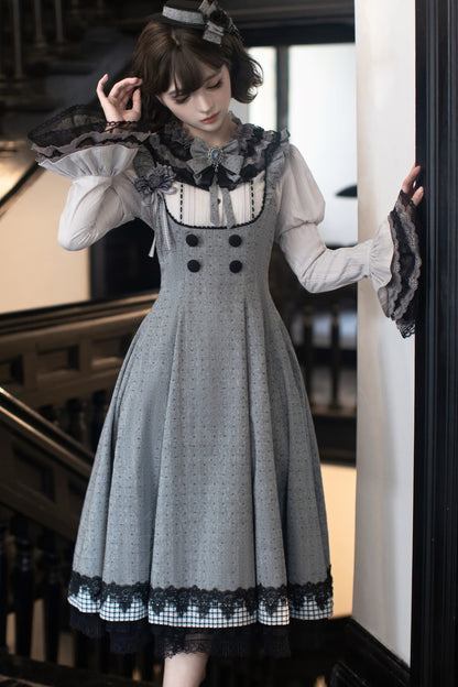 Ruffle Collar Shirt and Dress Set-Up