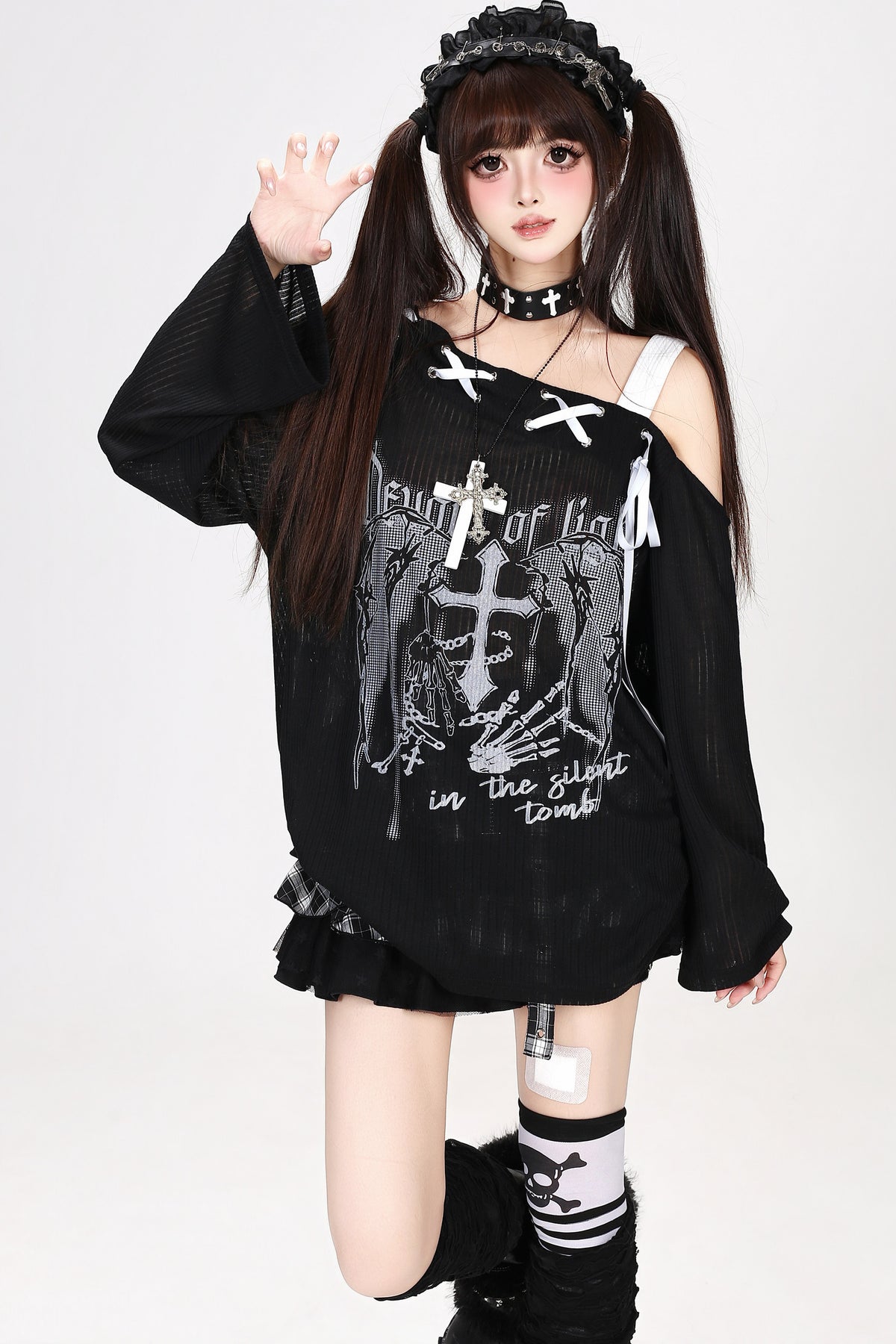 Loose Off-Shoulder Tie Long-Sleeve Cover-Up