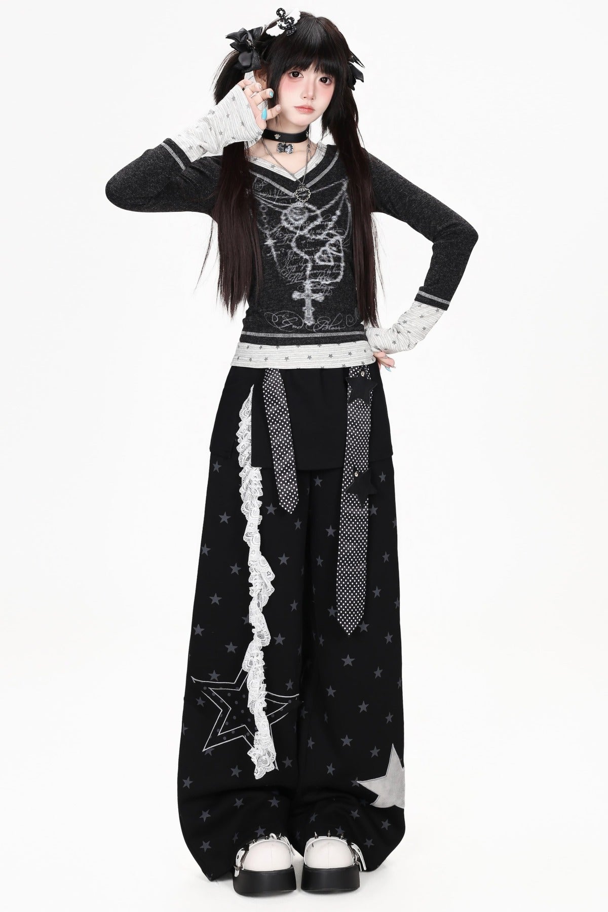 Heart Print Long Sleeve Top