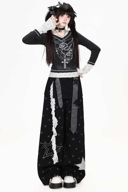Heart Print Long Sleeve Top