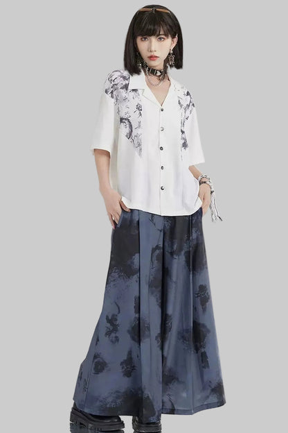 Dragon Shadow Wide-Leg Pants