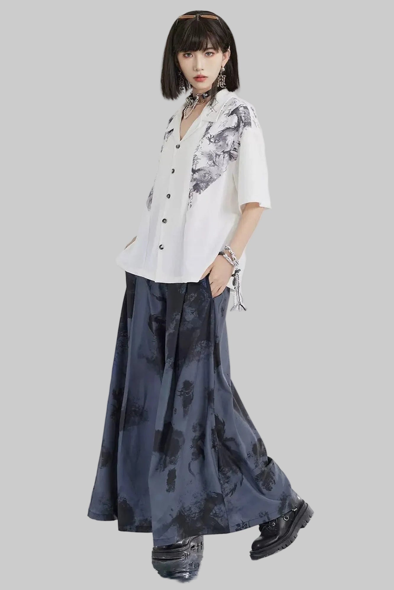 Dragon Shadow Wide-Leg Pants